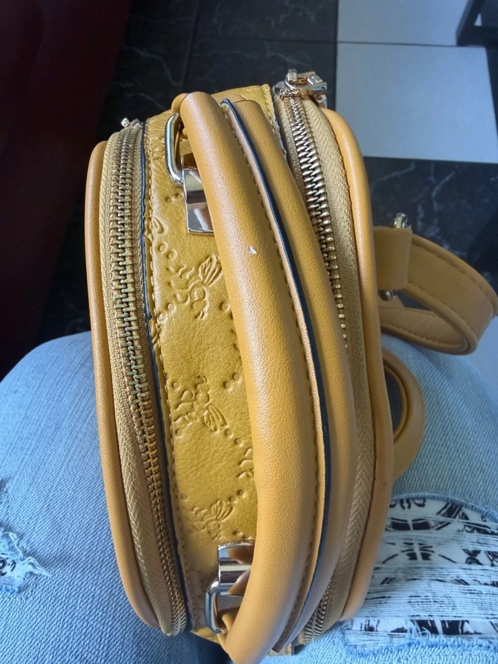 Diophy Queen Bee Mini Backpack,‎ mustard yellow, EUC, 10”x8”x5”